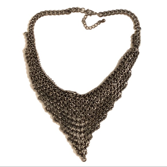 Crystal and Chain link bib statement necklace - Picture 5 of 7